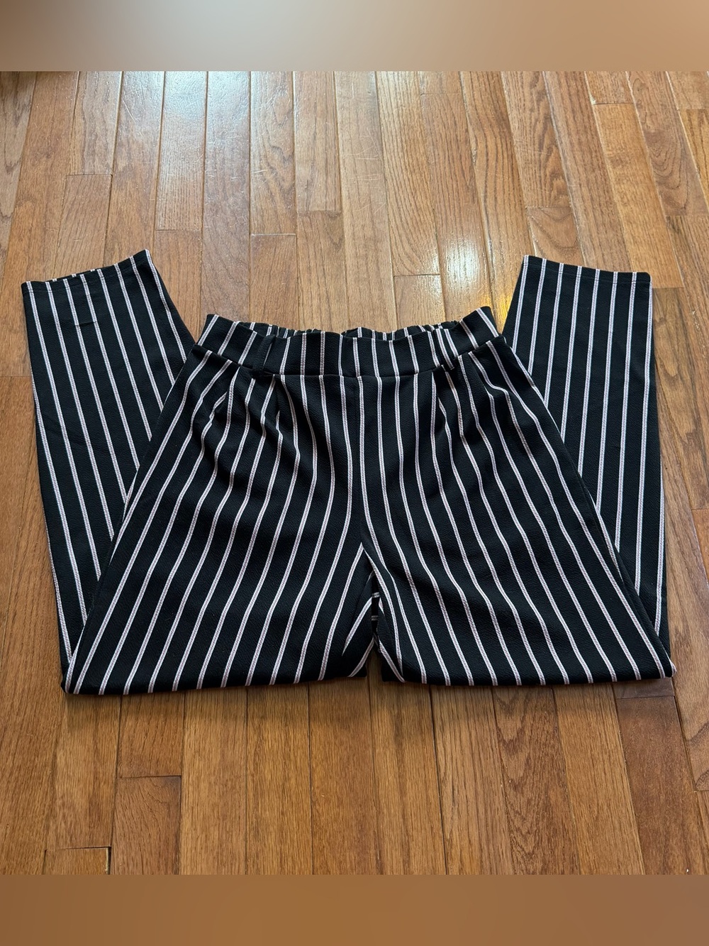 Striped Straight-Leg Pants - Black/White